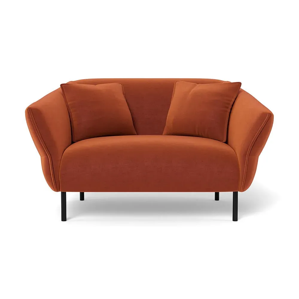 2-Seater Loveseat with Black Legs - Brown, Velvet
