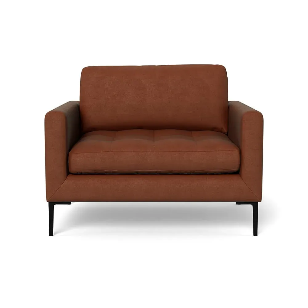 2-Seater Loveseat with Black Legs - Brown, Velvet