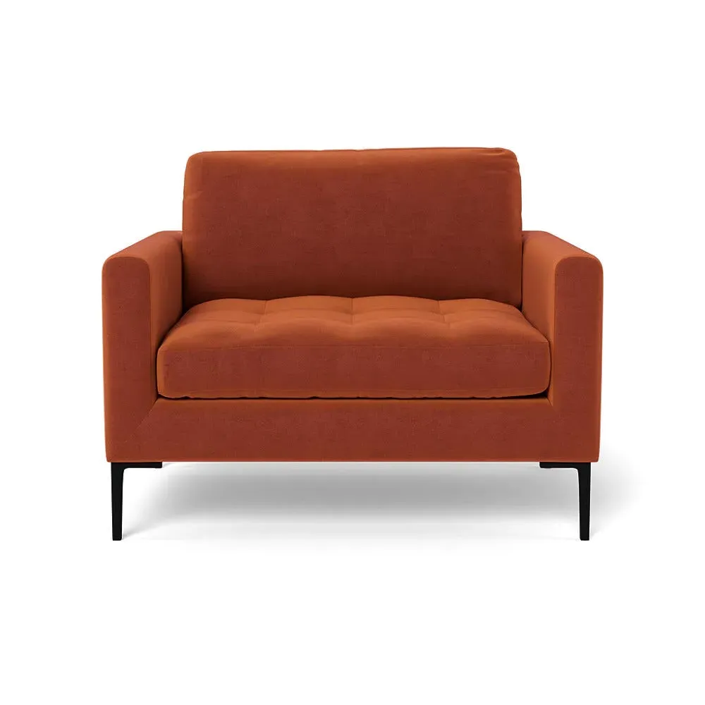 2-Seater Loveseat with Black Legs - Brown, Velvet