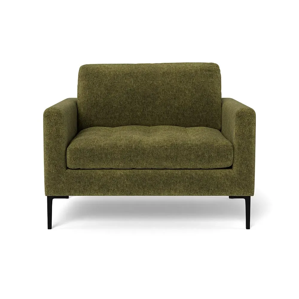 2-Seater Loveseat with Black Legs - Green, Velvet