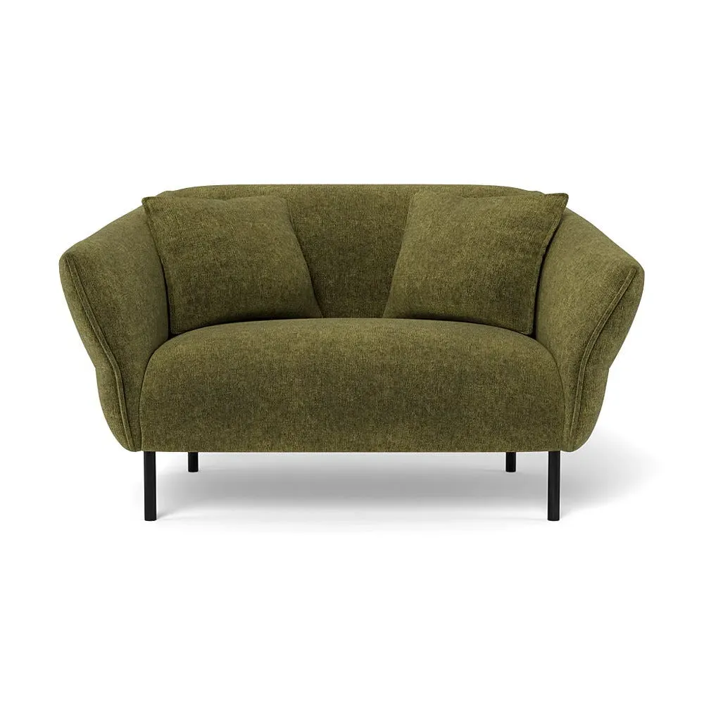 2-Seater Loveseat with Black Legs - Grey, Velvet