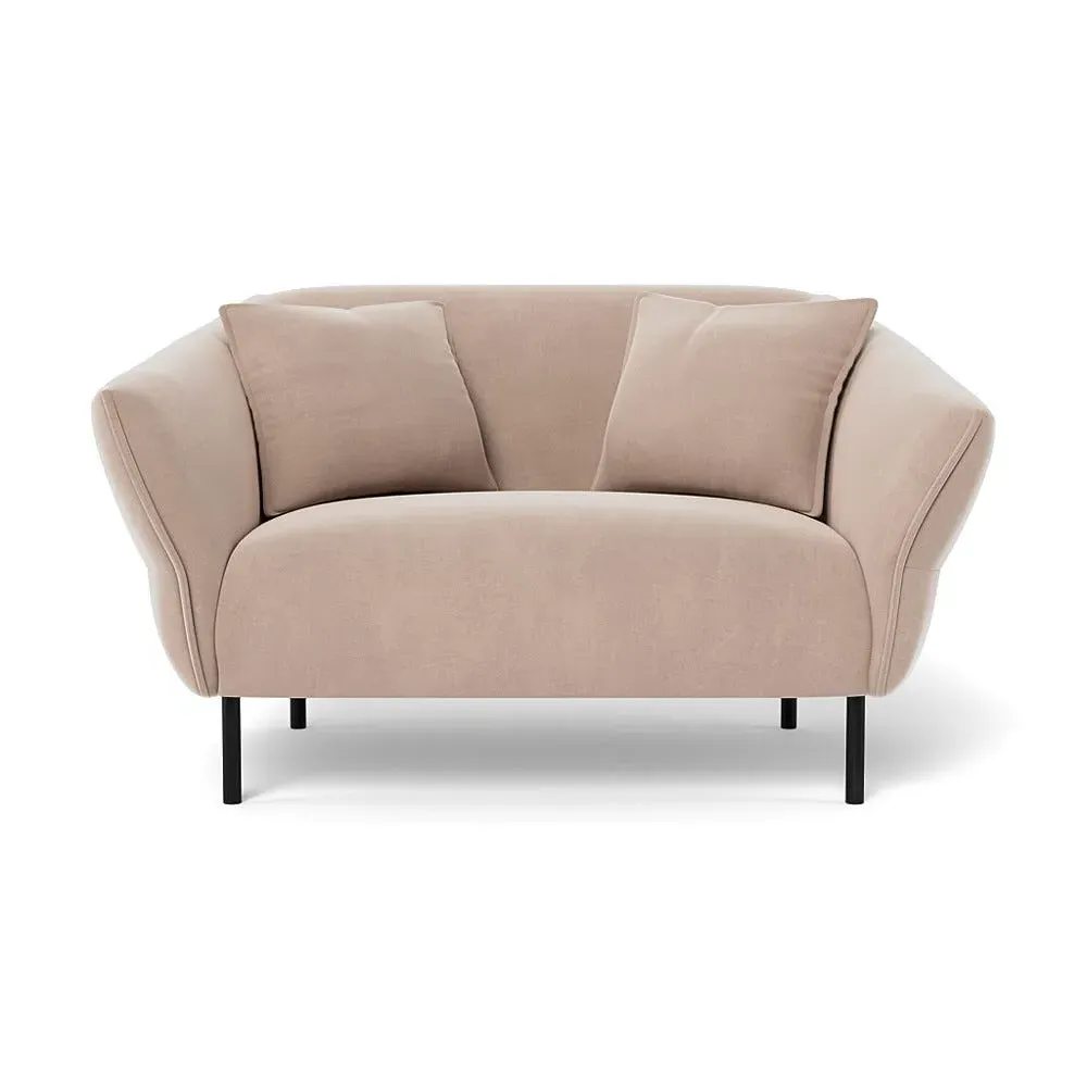 2-Seater Loveseat with Black Legs - Grey, Velvet