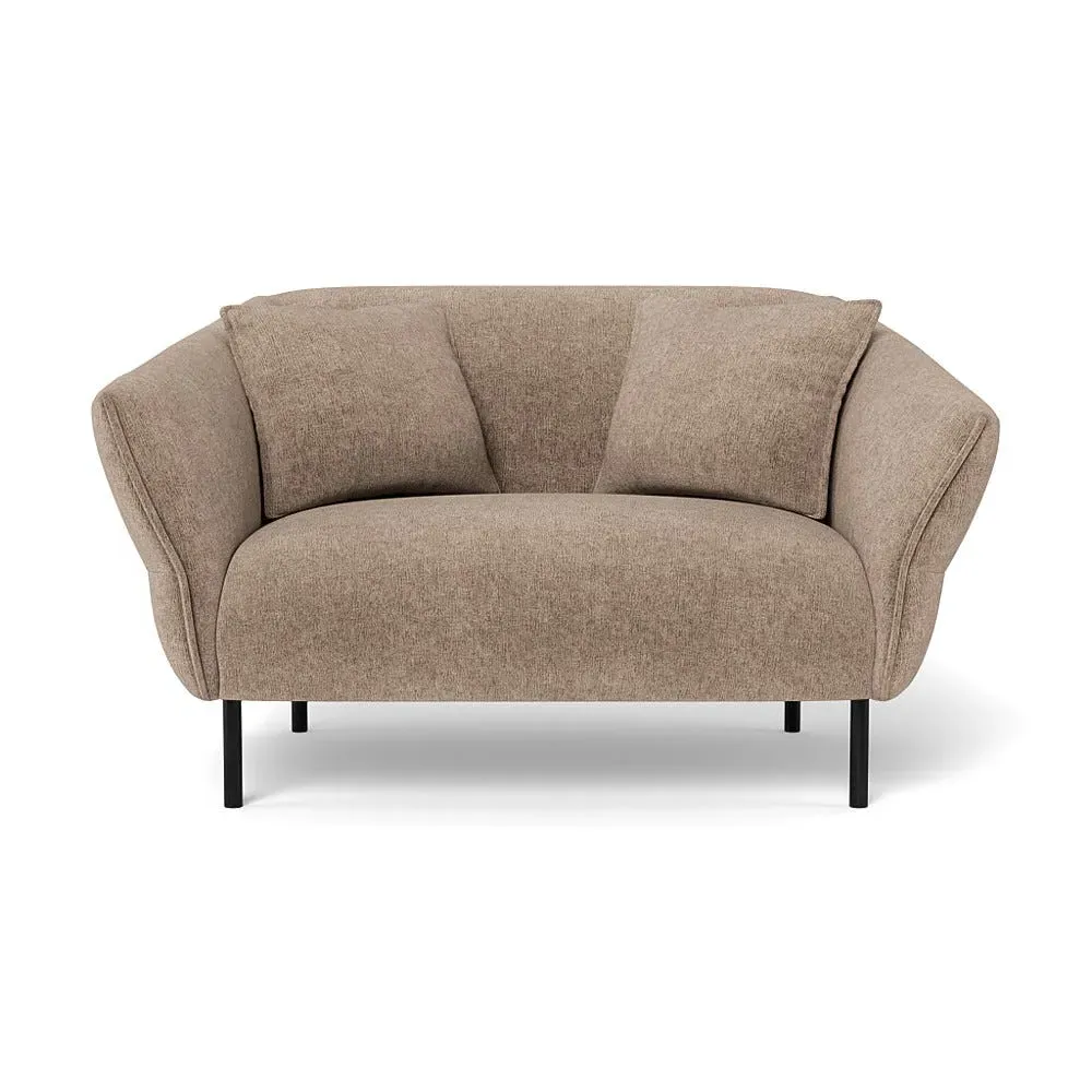 2-Seater Loveseat with Black Legs - Natural, Boucle