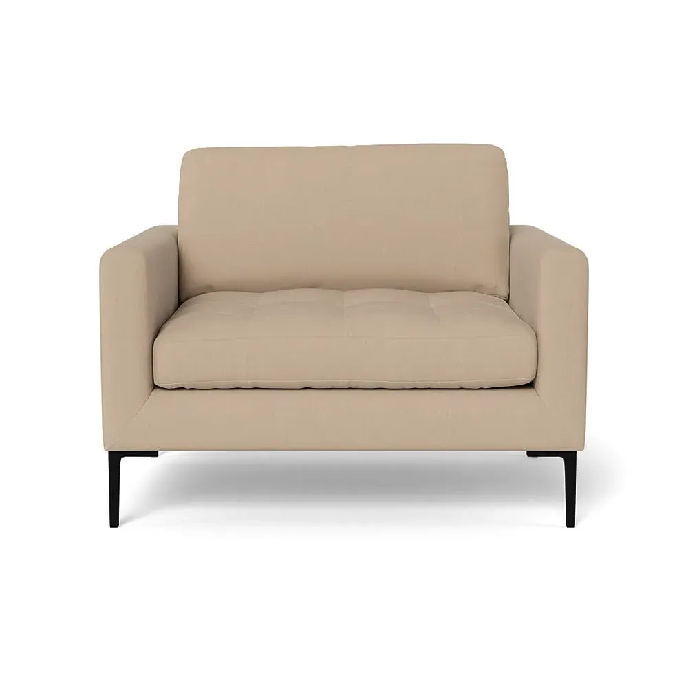 2-Seater Loveseat with Black Legs - Natural, Linen