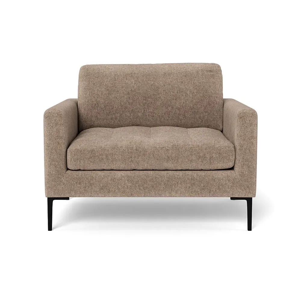 2-Seater Loveseat with Black Legs - Natural, Velvet