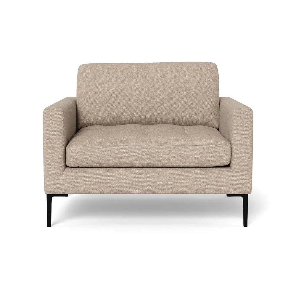 2-Seater Loveseat with Black Legs - Pearl, Boucle