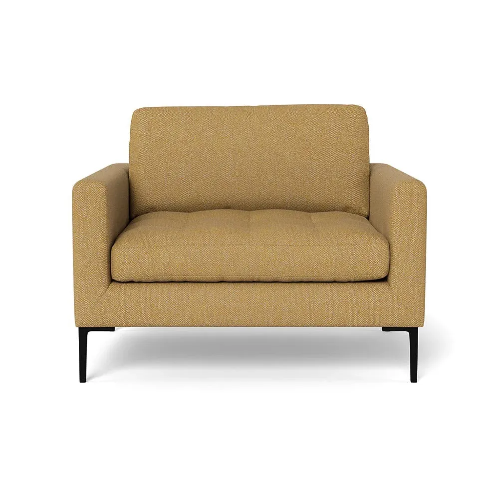 2-Seater Loveseat with Black Legs - Yellow, Boucle