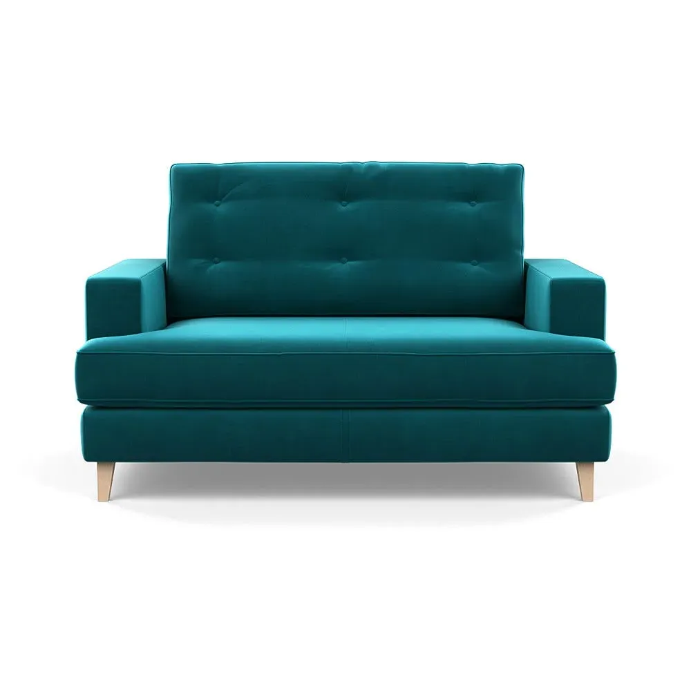 2-Seater Loveseat with Bolster - Blue, Velvet