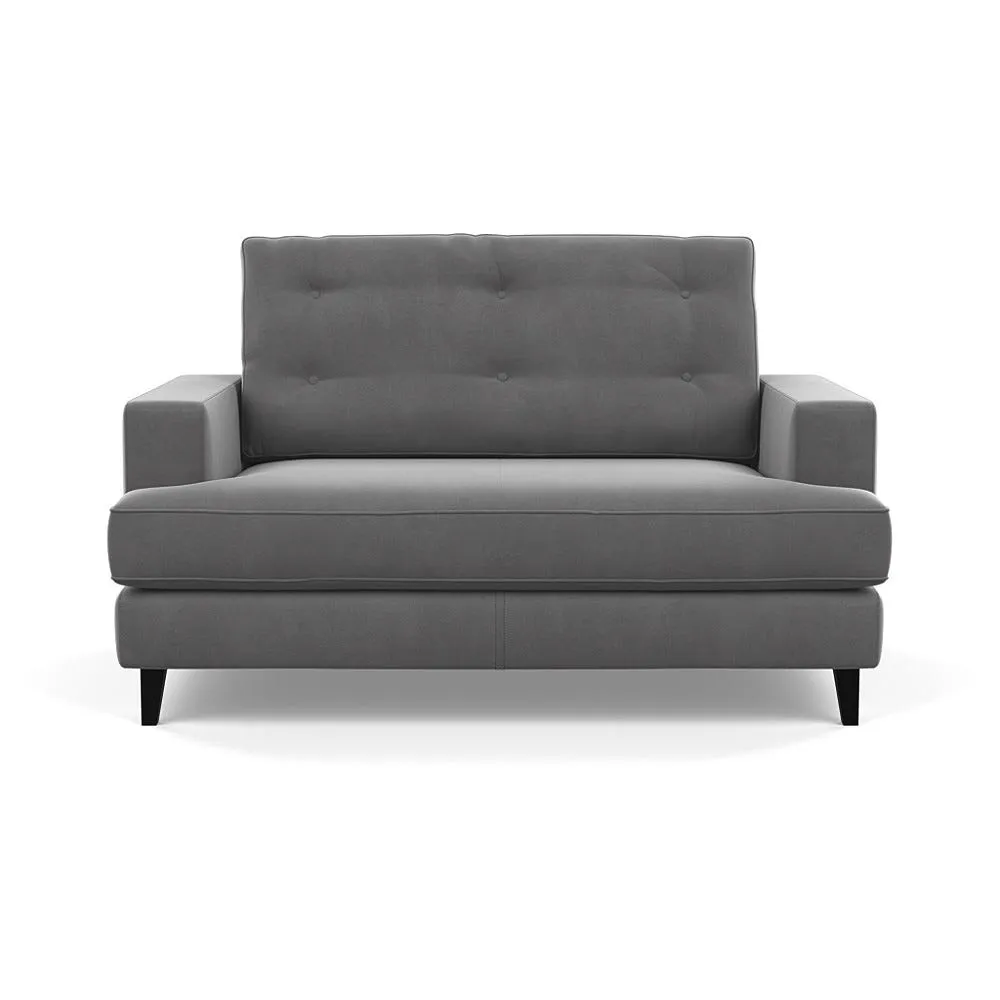 2-Seater Loveseat with Bolster - Grey, Velvet