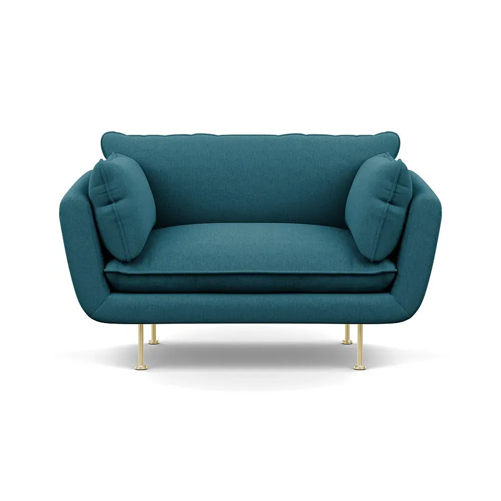 2-Seater Loveseat with Brass Feet - Blue, Cotton image