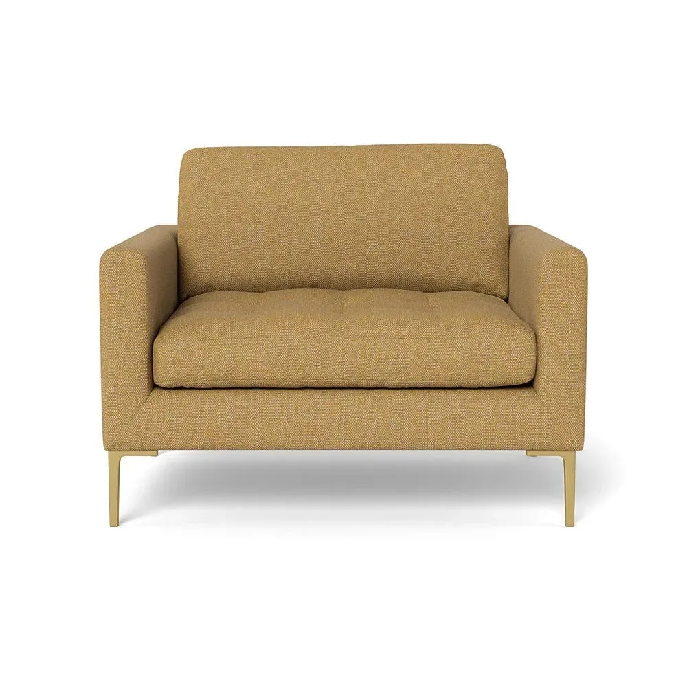 2-Seater Loveseat with Brass Legs - Citrine, Boucle