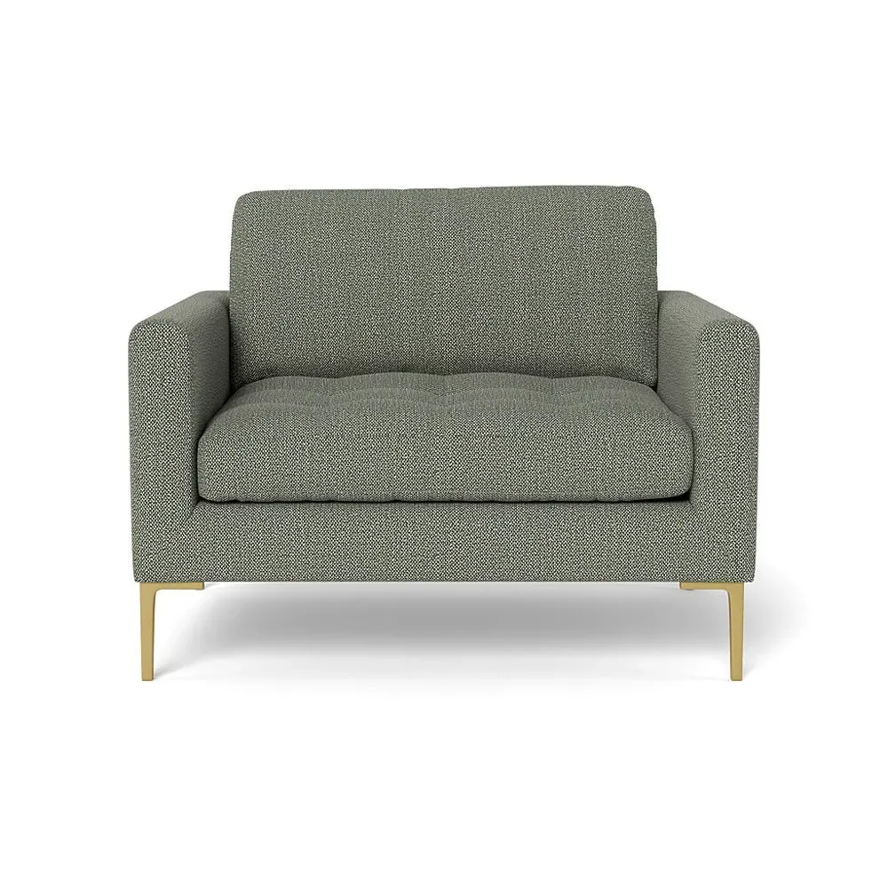 2-Seater Loveseat with Brass Legs - Lapis, Boucle