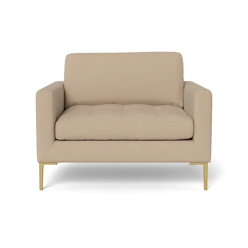 2-Seater Loveseat with Brass Legs - Natural, Linen
