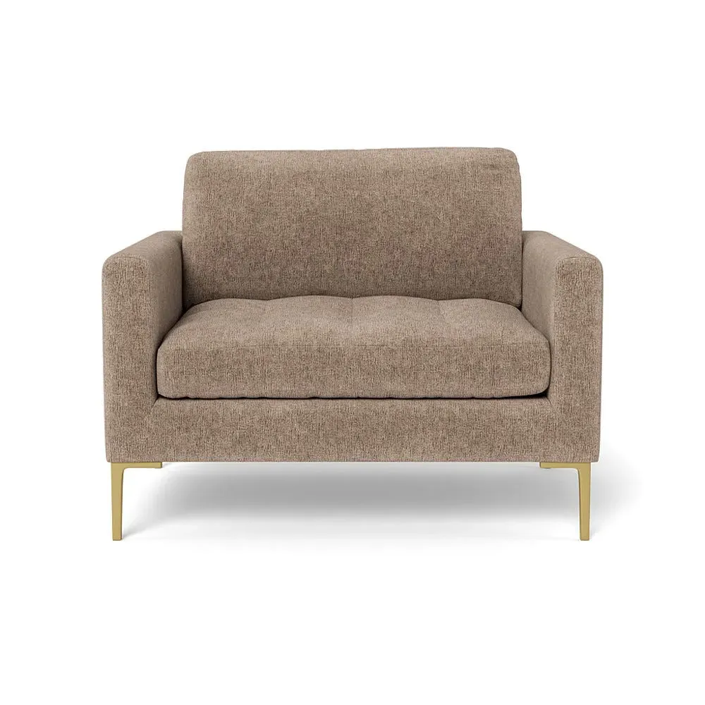 2-Seater Loveseat with Brass Legs - Natural, Velvet