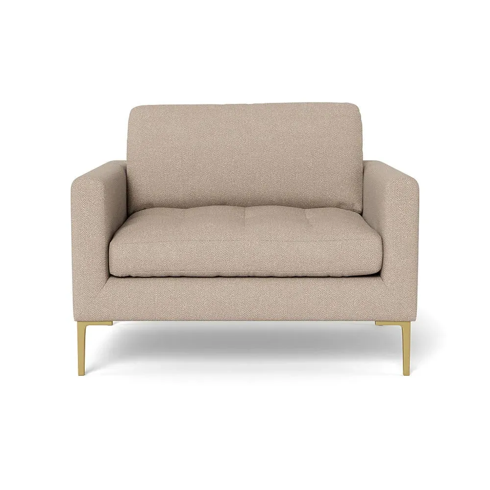 2-Seater Loveseat with Brass Legs - Pearl, Boucle