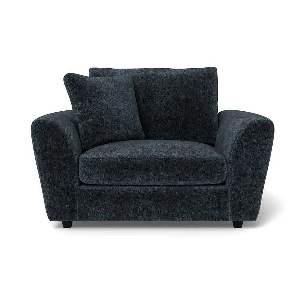 2-Seater Loveseat with Curved Arms - Blue, Boucle