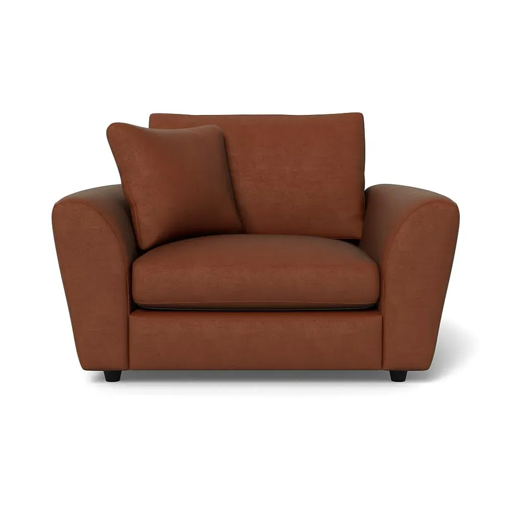 2-Seater Loveseat with Curved Arms - Brown, Velvet