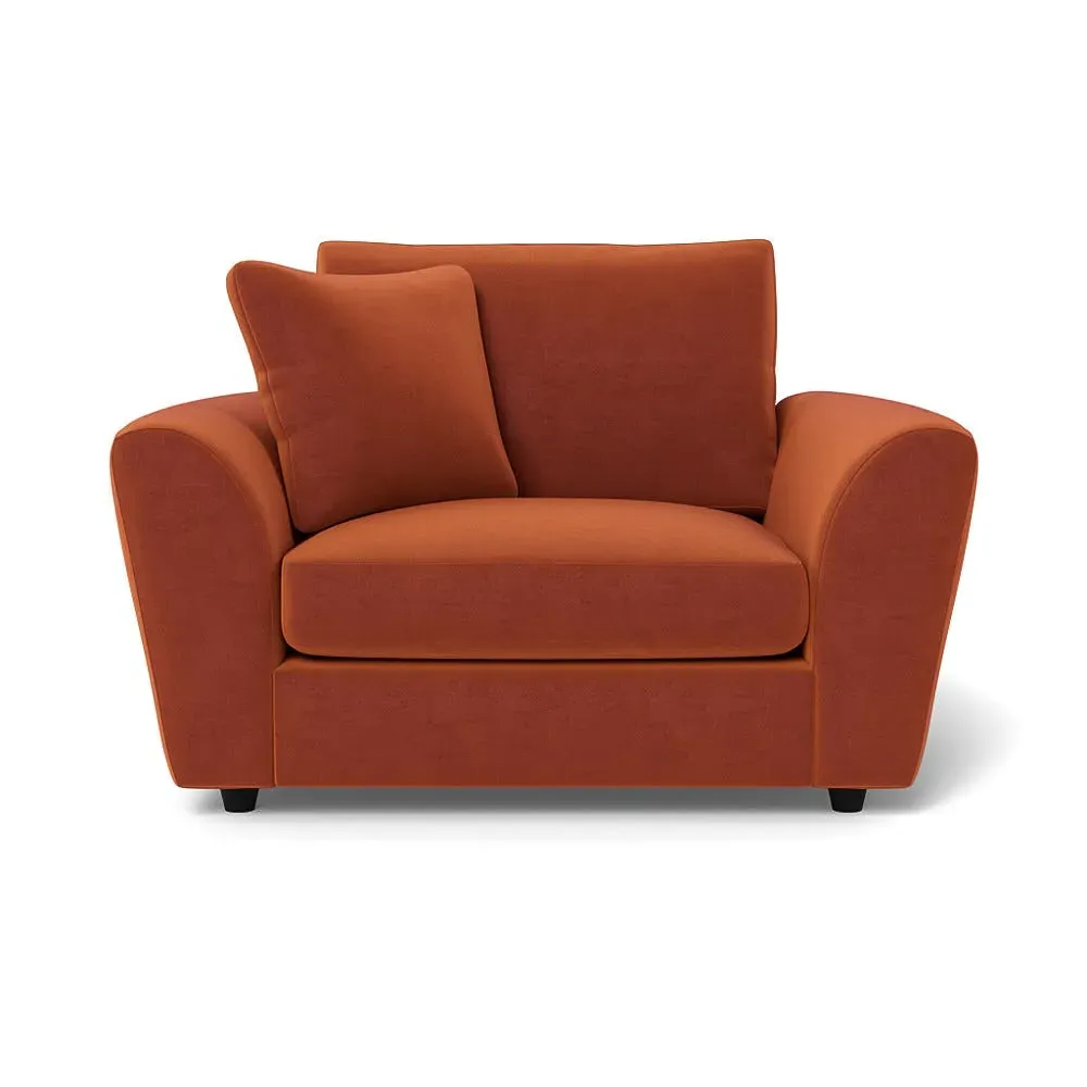 2-Seater Loveseat with Curved Arms - Brown, Velvet