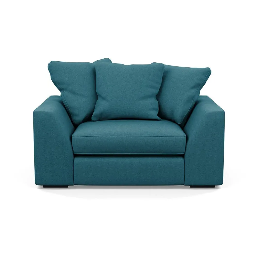 2-Seater Loveseat with Feather Cushions - Blue, Cotton image