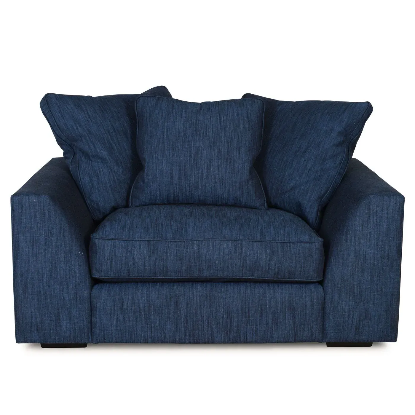 2-Seater Loveseat with Feather Cushions - Blue, Fabric