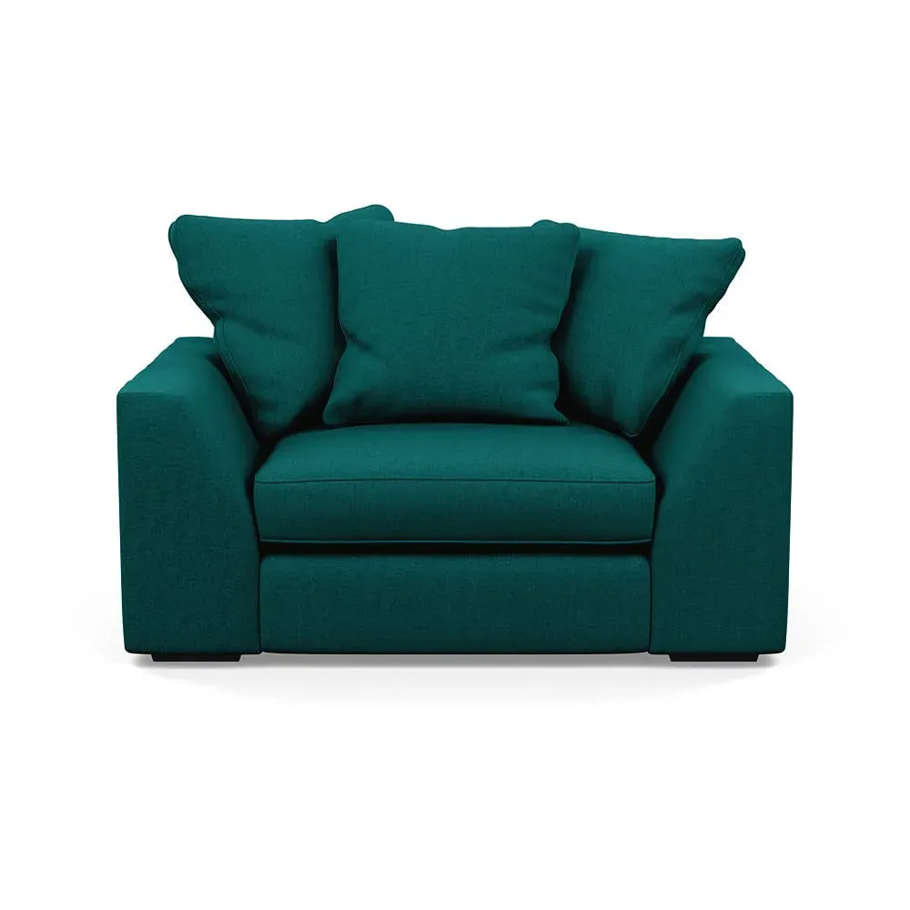 2-Seater Loveseat with Feather Cushions - Green, Cotton