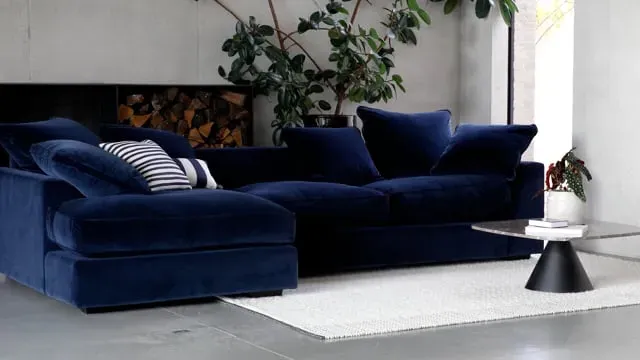2-Seater Loveseat with Feather Cushions - Grey, Fabric