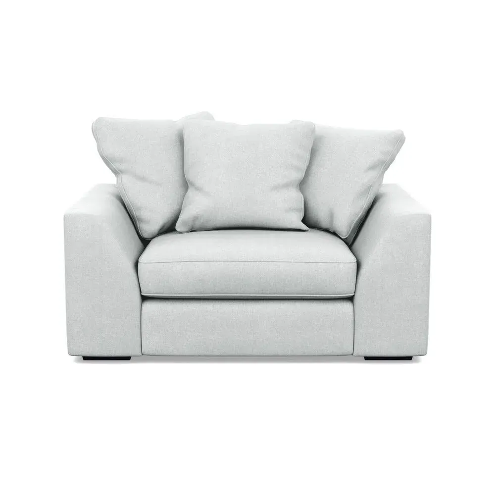 2-Seater Loveseat with Feather Cushions - Grey, Fabric