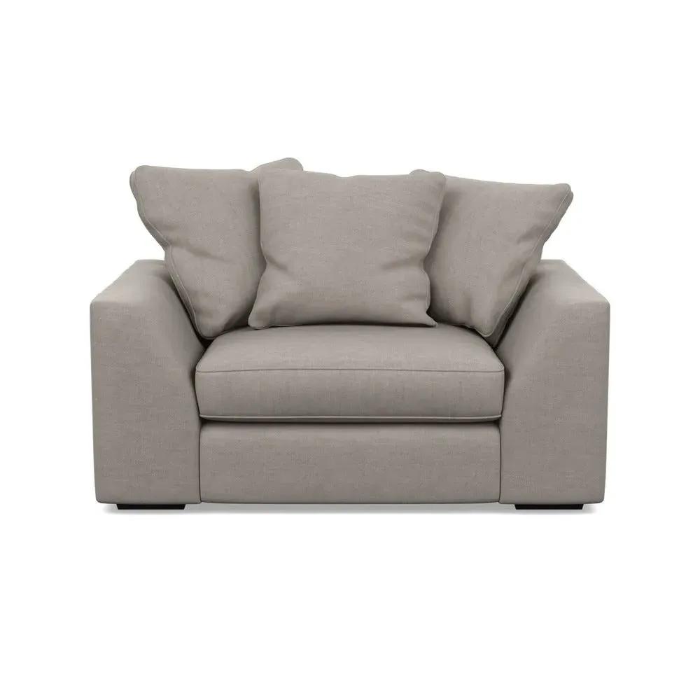 2-Seater Loveseat with Feather Cushions - Grey