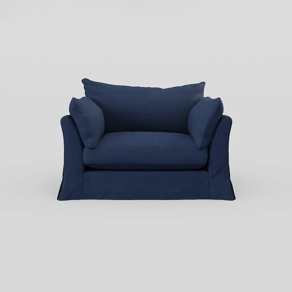 2-Seater Loveseat with Loose Cover - Blue, Linen