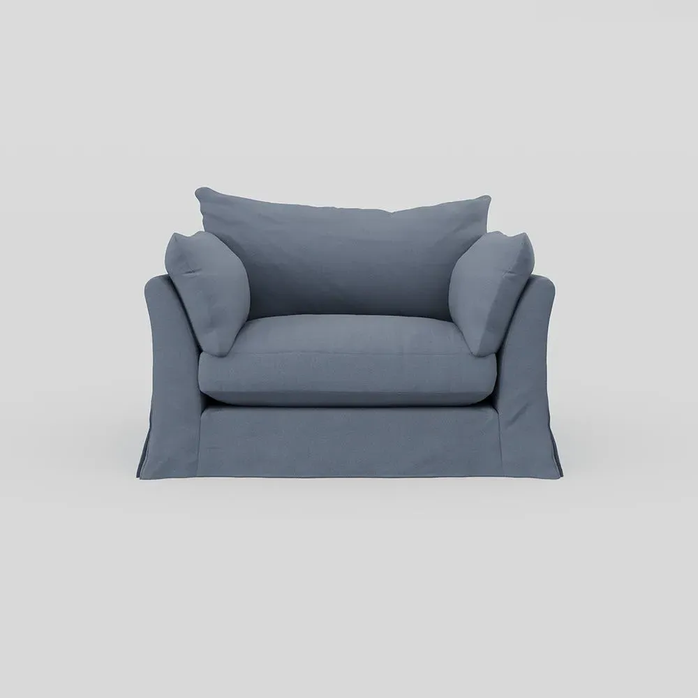 2-Seater Loveseat with Loose Cover - Blue, Linen image