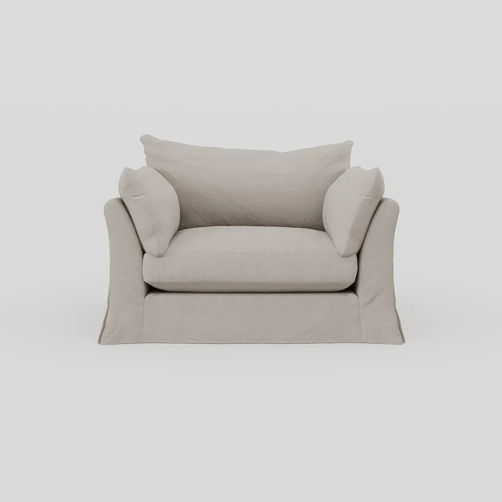 2-Seater Loveseat with Loose Cover - Cream, Linen