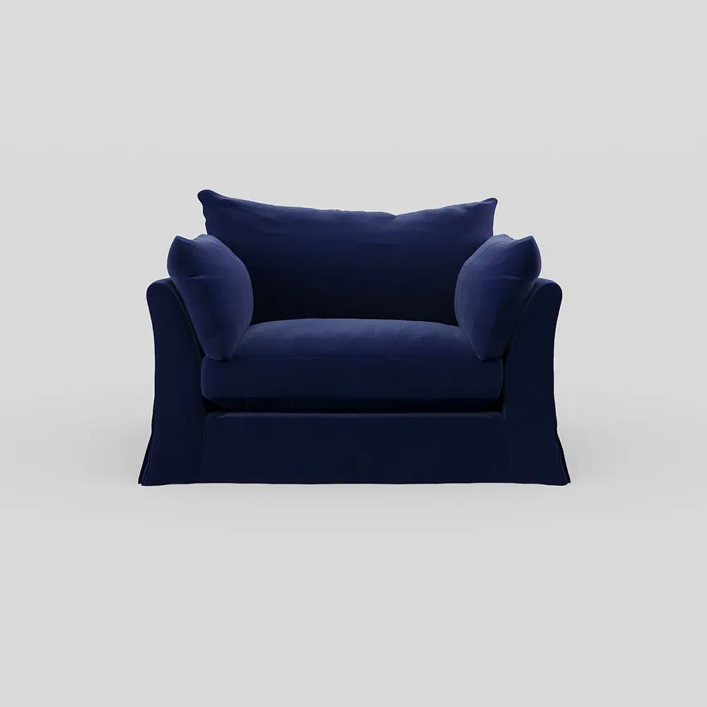 2-Seater Loveseat with Loose Cover - Midnight, Velvet
