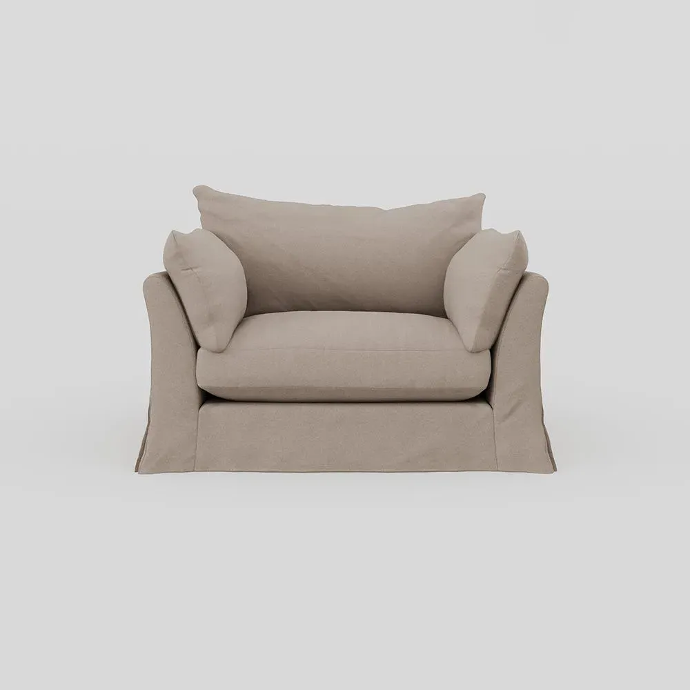 2-Seater Loveseat with Loose Cover - Natural, Linen