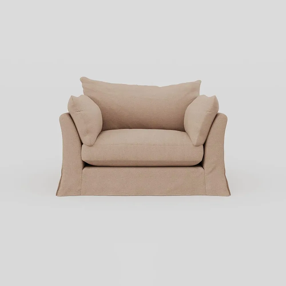2-Seater Loveseat with Loose Cover - Pink, Linen