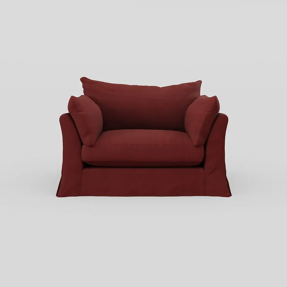 2-Seater Loveseat with Loose Cover - Red, Linen