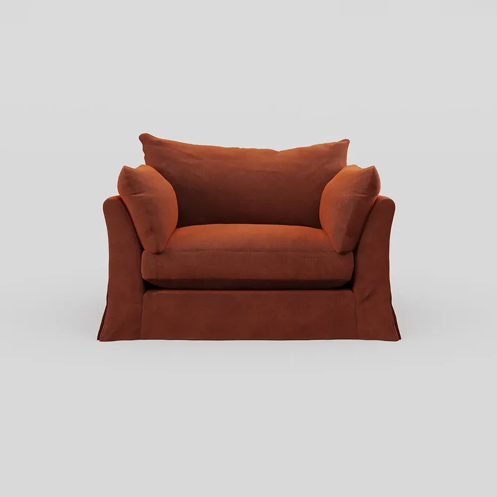 2-Seater Loveseat with Loose Cover - Russet, Velvet