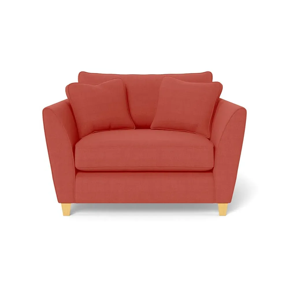 2-Seater Loveseat with Sabre Arms - Red, Linen