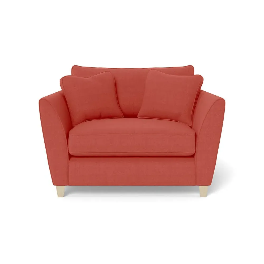 2-Seater Loveseat with Sabre Arms - Red, Linen