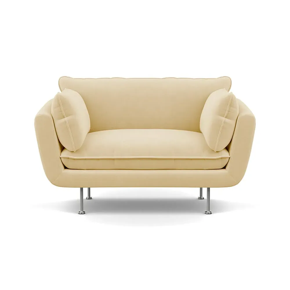 2-Seater Loveseat with Steel Feet - Natural, Velvet image