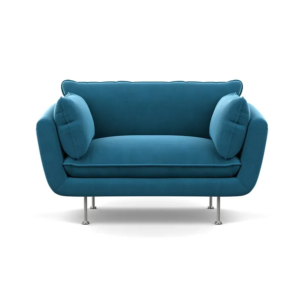 2-Seater Loveseat with Steel Feet - Ocean, Velvet
