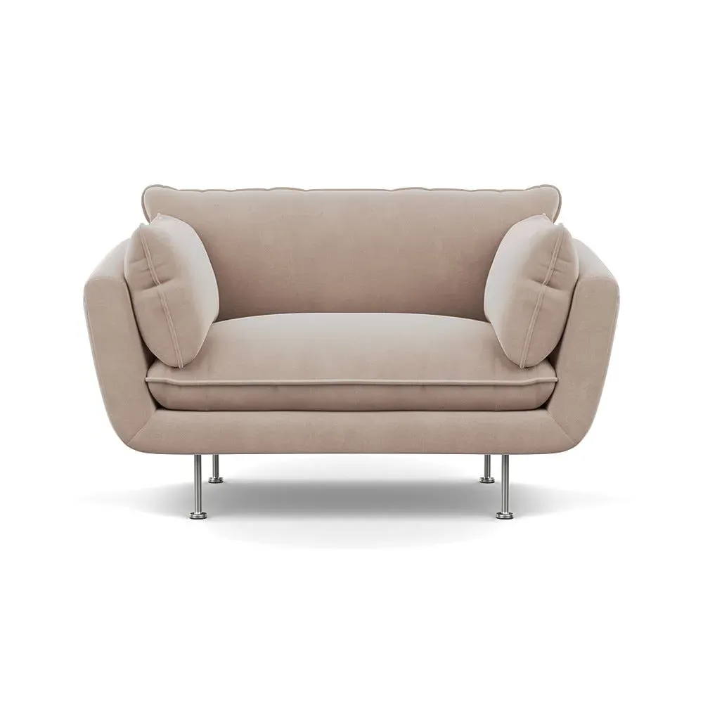 2-Seater Loveseat with Steel Feet - Pebble, Velvet