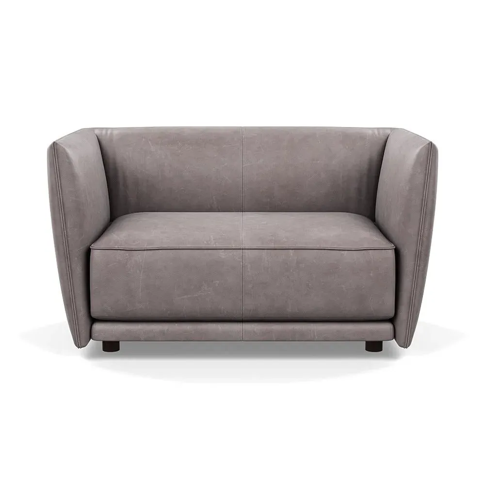 2-Seater Loveseat with Walnut Feet - Grey