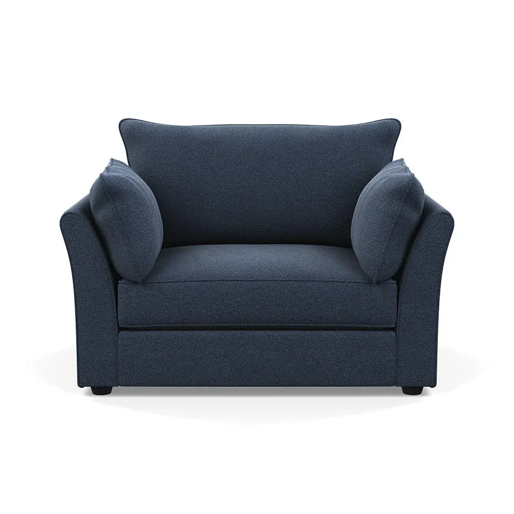 2-Seater Loveseat with Wooden Legs - Blue, Boucle image