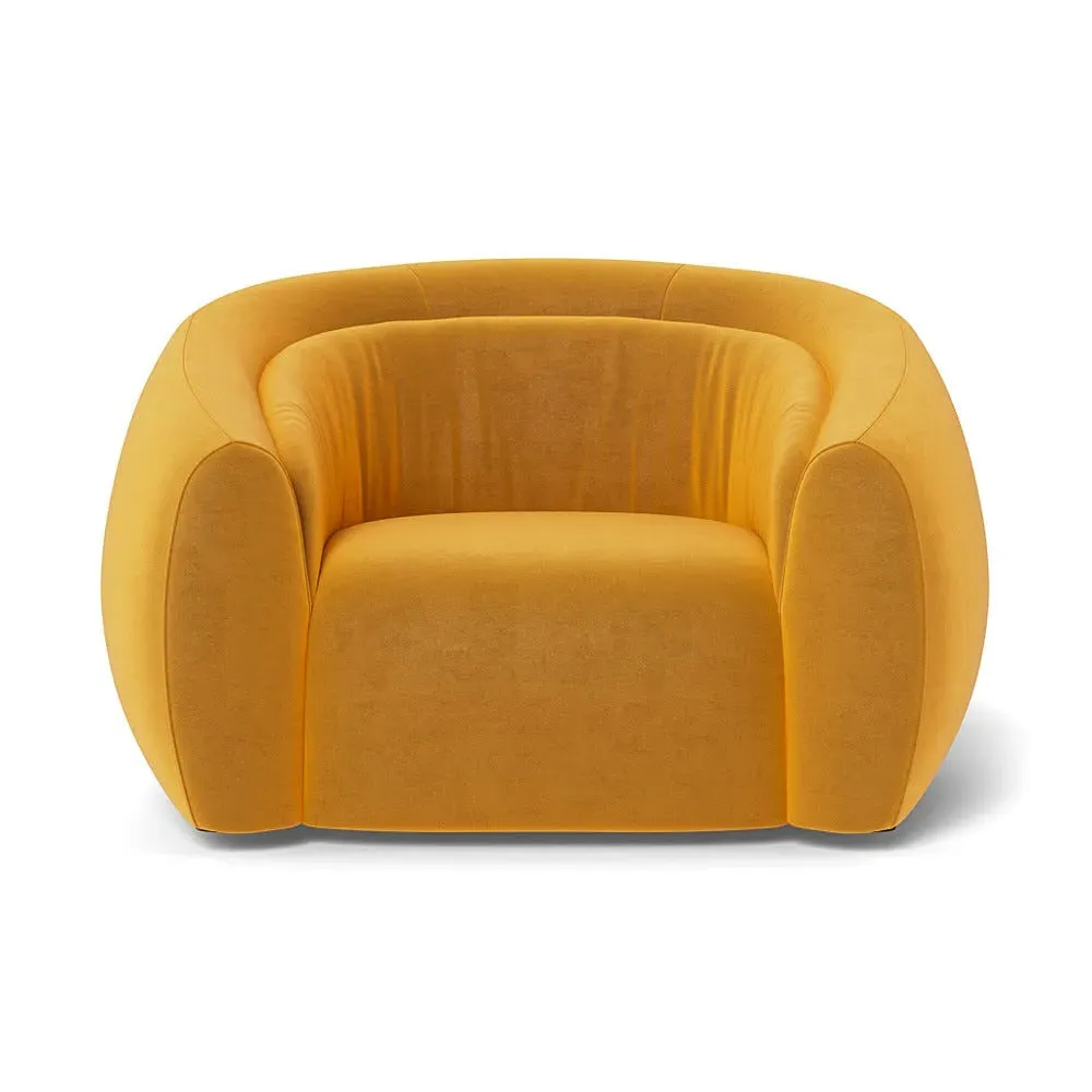 2-Seater Loveseat - Yellow, Velvet