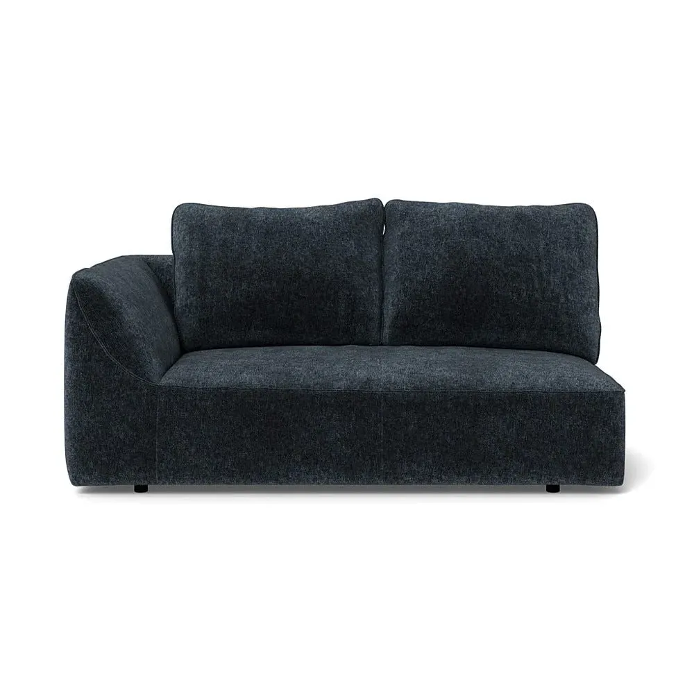 2-Seater RHF Sofa Unit - Blue, Boucle Velvet