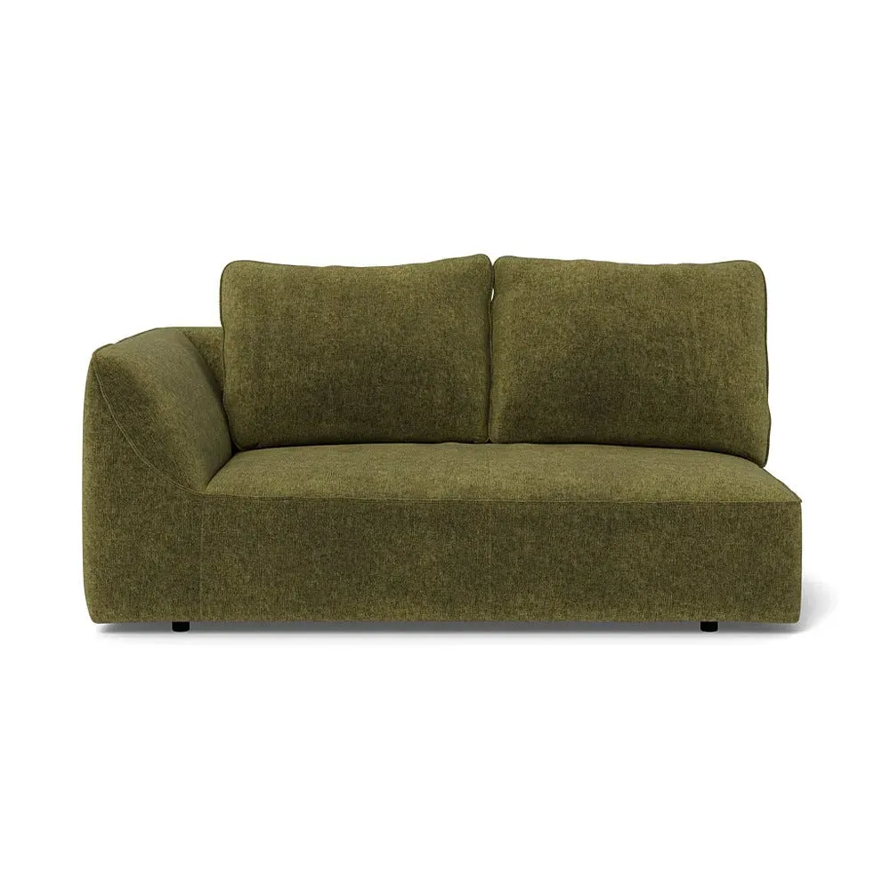 2-Seater RHF Sofa Unit - Green, Boucle Velvet