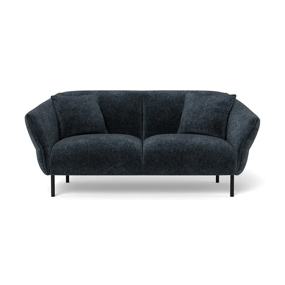 2-Seater Sofa - Blue, Boucle Velvet