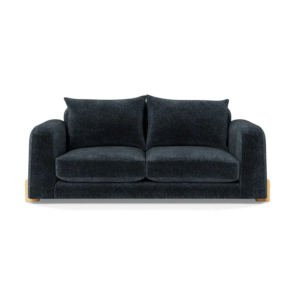 2-Seater Sofa - Blue, Boucle Velvet