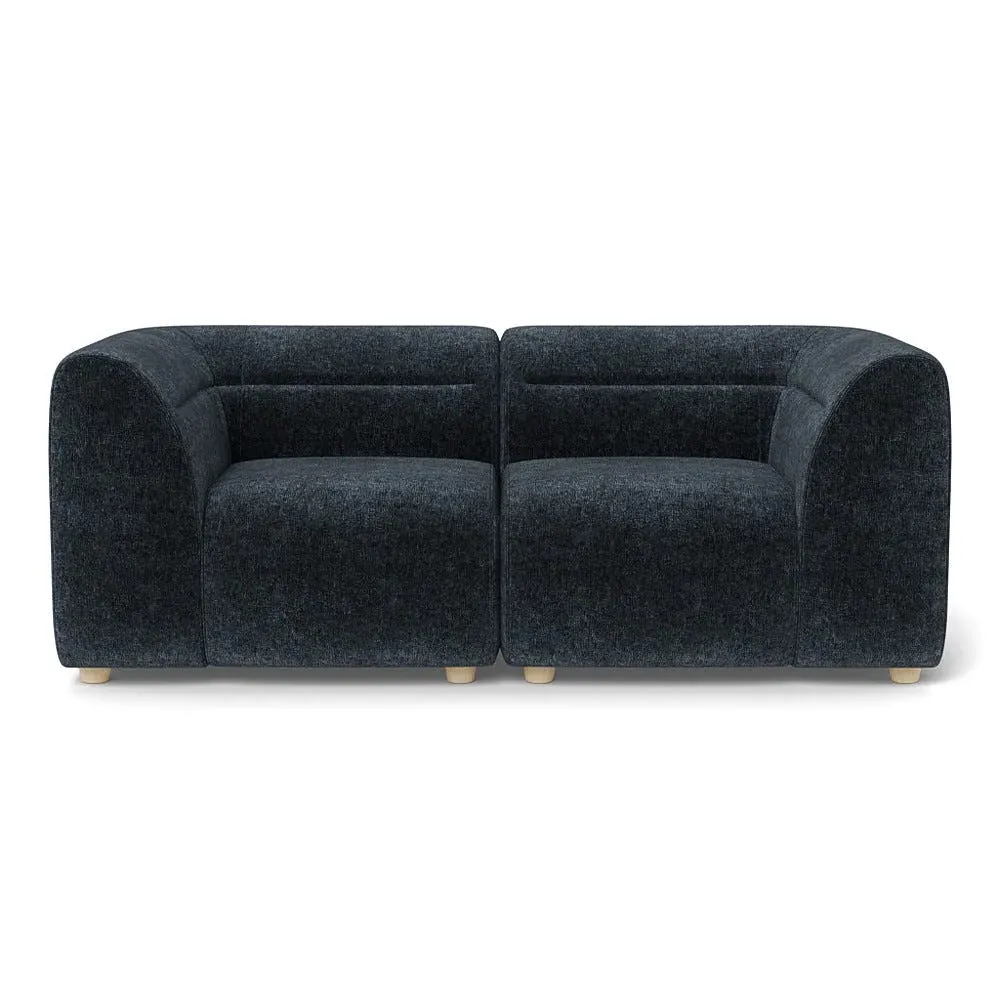 2-Seater Sofa - Blue, Boucle Velvet