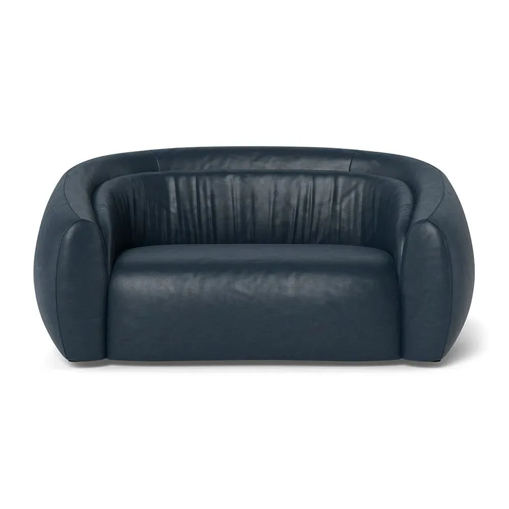 2-Seater Sofa - Blue, Stonewash Leather
